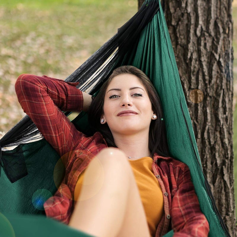 Covacure Camping Hammock - Lightweight Double Hammock, Hold Up to 772lbs, Portable Hammocks for Indoor, Outdoor, Hiking, Camping, Backpacking, Travel, Backyard, Beachï¼ˆDark Greenï¼‰ - Image 5